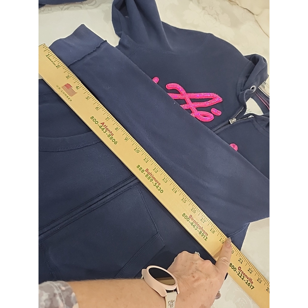 Aeropostale Zip Hoodie Womens Large Navy Pink 90s Y2K - Picture 13 of 16